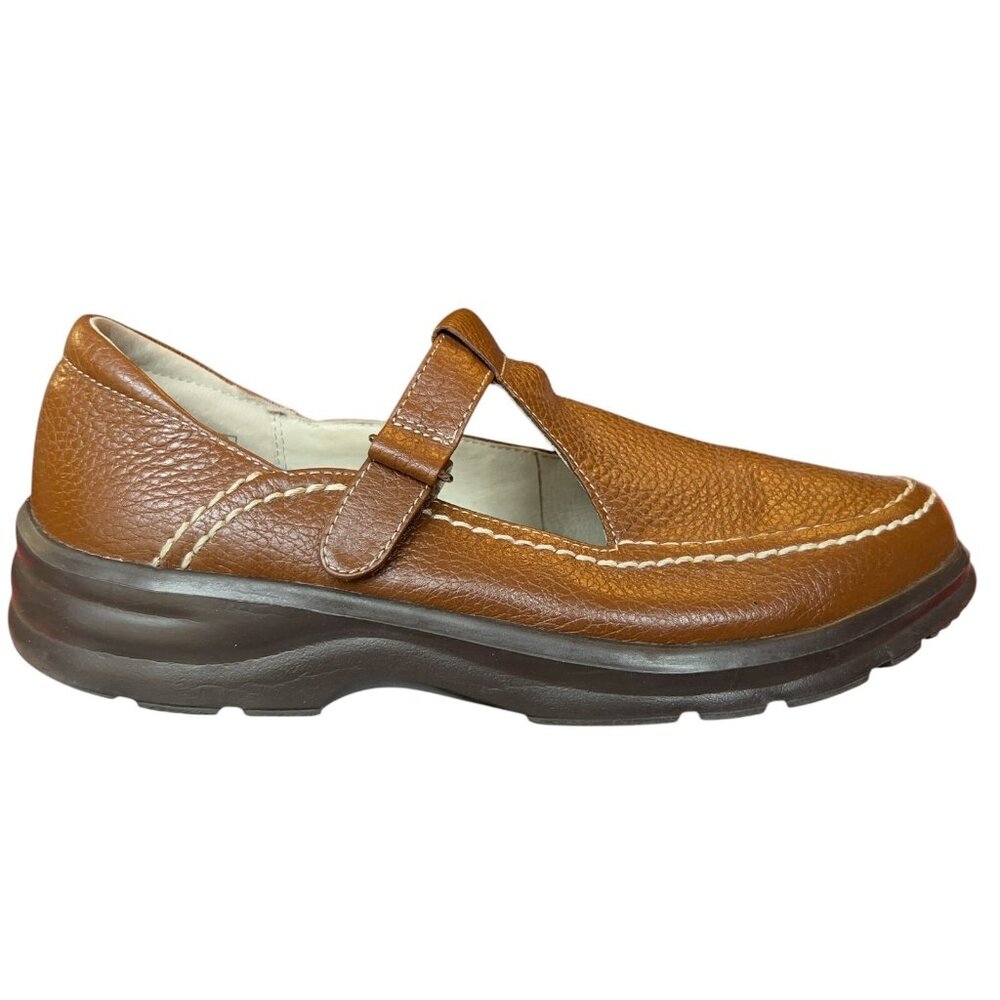 Dr Comfort Lulu Brown Pebbled Leather Orthopedic Mary Jane Loafers Womens 8.5 M